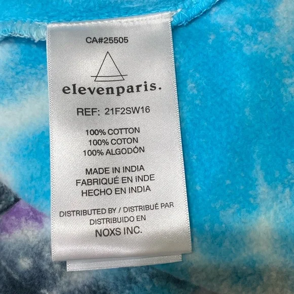 Elevenparis Pullover Hoodie M Multicolor Tie Dye Blue 100% Cotton NWT - Picture 3 of 10